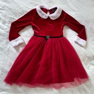 Kids Red Velvet Holiday Mrs Clause Costume Dress